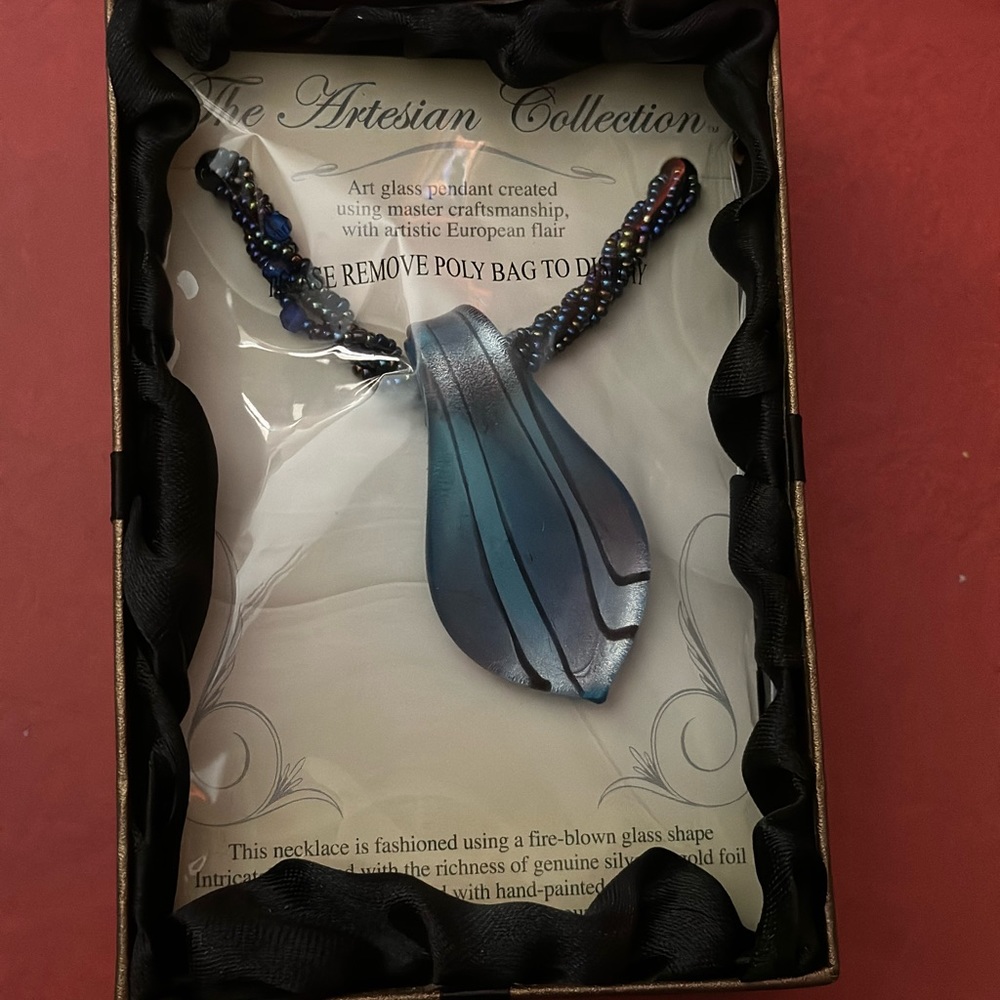 Artesian Collection Necklace - Fire Blown glass, hand painted